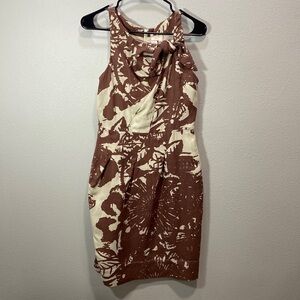 Tracy Reese Brown and Cream Floral-Print Midi Dress